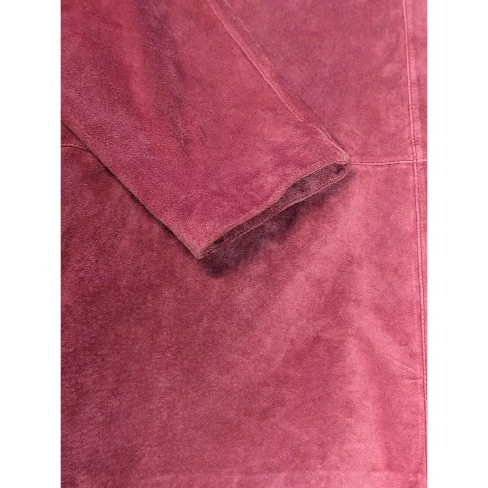 Jessica Holbrook Red Suede Barn Jacket Large Washable Leather Utility Coat 90s - Picture 16 of 16